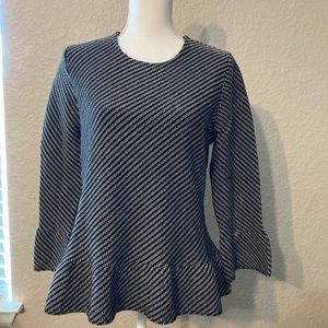Ann Taylor black and white ruffle hem blouse!